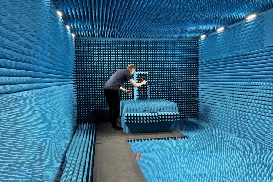 RF testing chamber with person